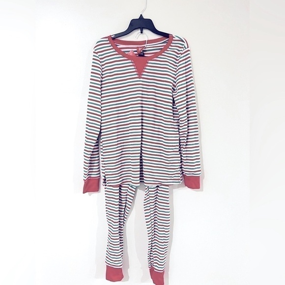 Family Pajamas Matching Women's Thermal Waffle Holiday Stripe Pajama Set Small - Picture 6 of 9
